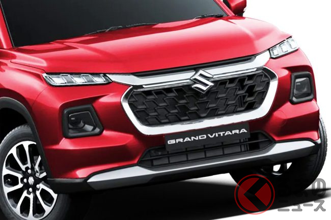 スズキがタフ顔 新型suv 初公開 3眼ヘッドライト ヘキサゴングリル採用の新型 グランドビターラ 発表 トヨタ協業でインド市場に導入 くるまのニュース スズキがタフ顔 新型suv 初公開 3眼ヘッドライト ヘキサゴングリル採用の新型 グランドビターラ 発表 トヨタ協業でインド市場に導入 くるまのニュース