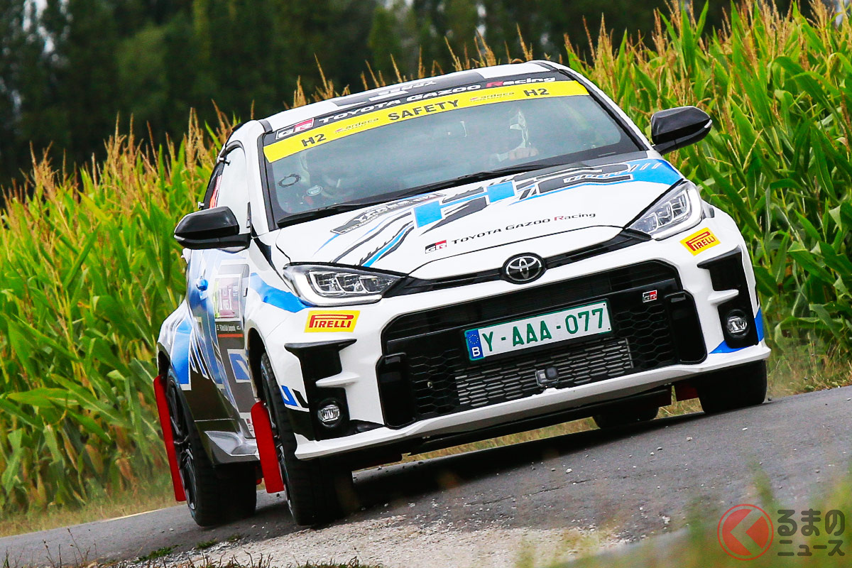 モリゾウ選手自ら水素エンジン搭載車「GR Yaris H2」をドライブ！ WRCベルギーで世界に水素の凄さを発信！