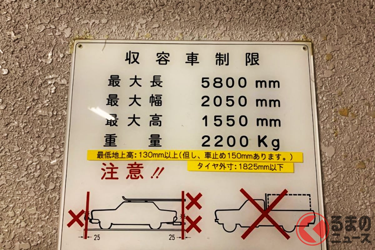 機械式駐車場には高さ制限があり背が高いクルマは駐車できないことがある… そのため背の高いクルマは平置き駐車場を探さなければならない