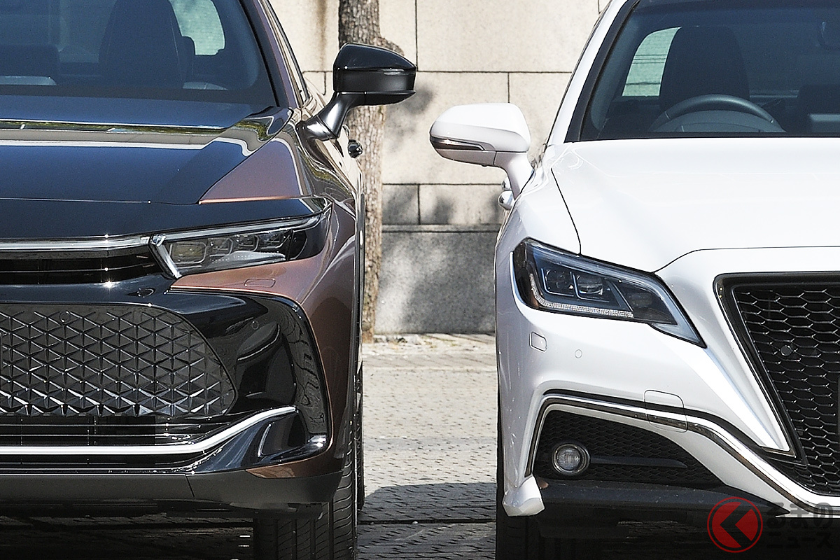 見た目は違うがどちらも「クラウンらしさを感じる1台」 16代目クラウン(左)と15代目クラウン(右)